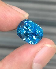 Natural 5 Ct Blue Color Zircon Perfect Cushion Cut Gemstone For jewelry Making