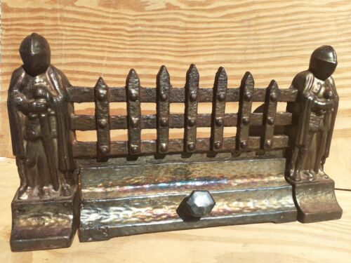 FIRE PLACE VINTAGE FRET GUARD CAST IRON OLD DAMPENER DUST GRILL KNIGHTS ENGLISH - Picture 5 of 12