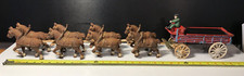 Cast Iron Horse Drawn Wagon w/ Driver and 8 Horses 32" Long Cool 