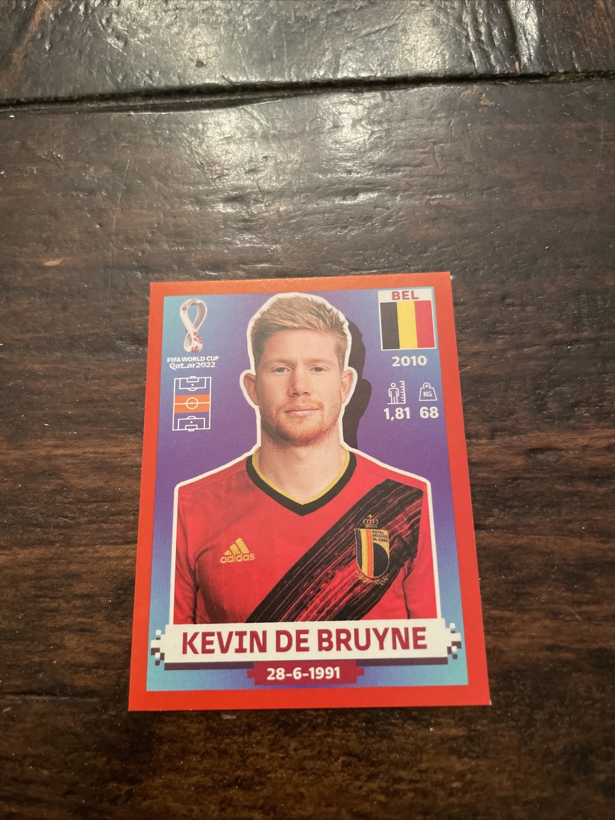 Panini 2022 FIFA World Cup Qatar Kevin De Bruyne Sticker Red Parallel BEL 11
