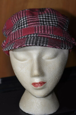 Plaid Black White Red Newsboy Cabbie Hat Knuckleheads Plaid Newsboy Cap Baby Boy Clothes 3 Months to  main image 3