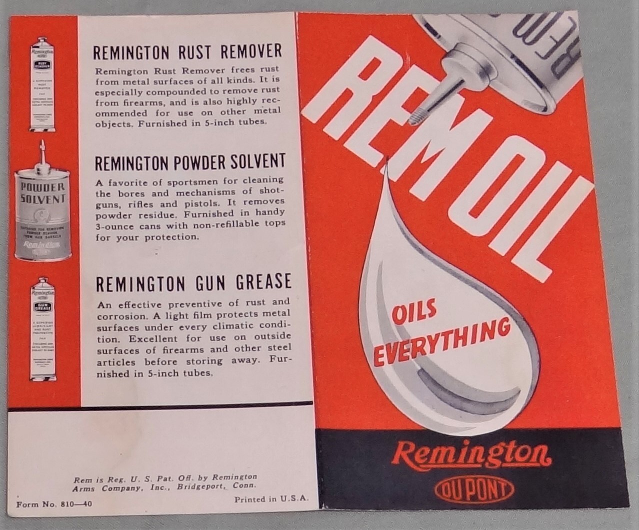 Remington "Rem Oil" Bifold Adv. Brochure, Form No. 81040 eBay