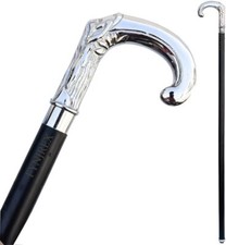 Vintage Antique Walking Cane Wooden Walking Stick Silver Brass Handle Knob Gift