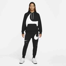 NEW NIKE AIR SWOOSH HOODY HOODIE TOP JACKET SWOOSH 90'S BLACK FLEECE PULLOVER