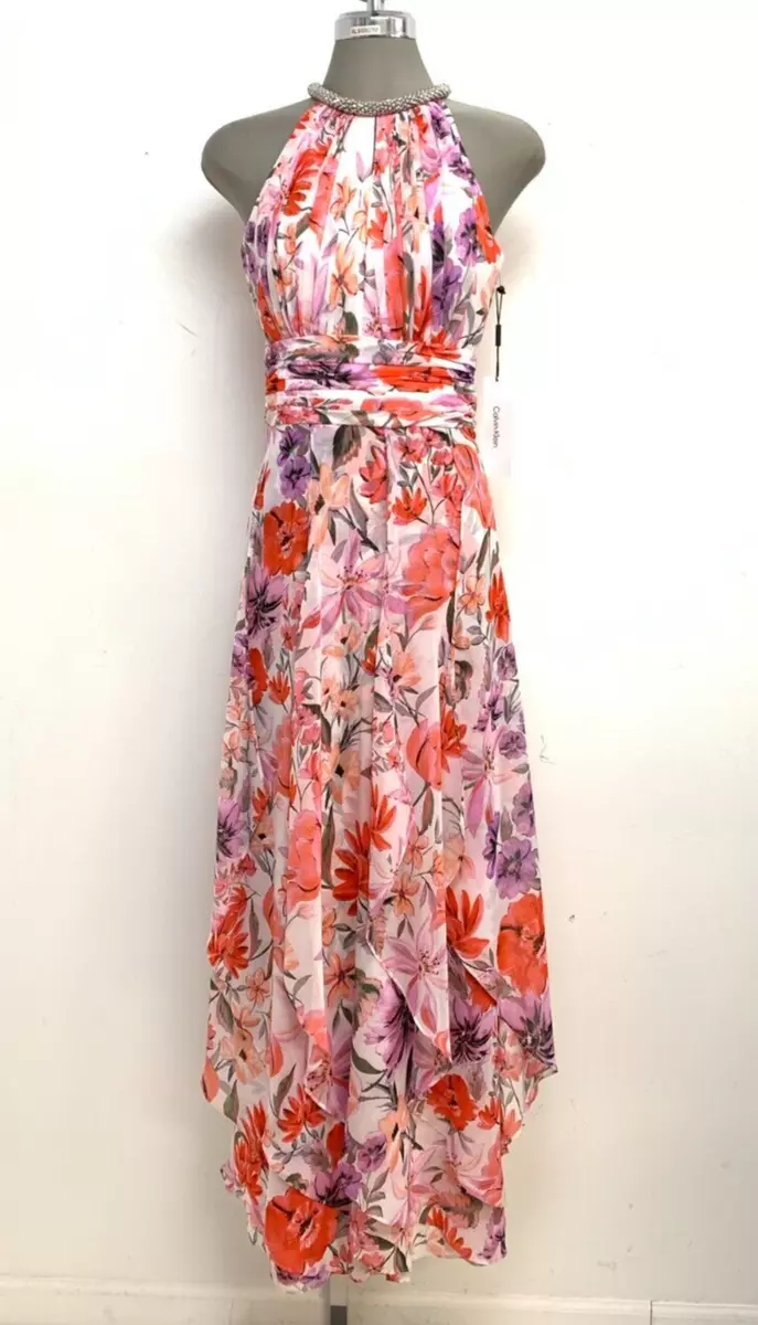 Calvin klein sales floral long dress