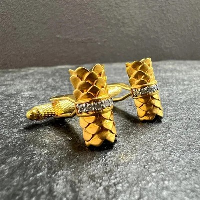 0.60Ct Round Cut Lab Created Diamond Men Wedding Cufflink 14K Yellow Gold Plated