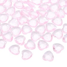 100 Pcs Acrylic Heart Rhinestone 12mm Plastic Gems Pink