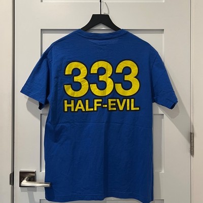 HALF EVIL 333 Blue and Yellow Logo T Shirt Streetwear Tee Mens Size Medium