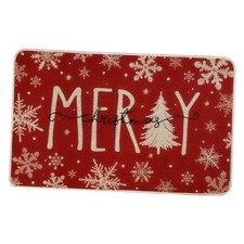 Merry Christmas Snowflakes Red Winter Doormat 17 x 29 Inch, Christmas Tree
