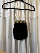 Vintage Black Silvertone Chain Tassel Evening Purse