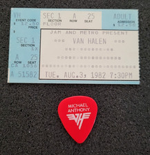 VAN HALEN 8/3/1982 FRONT ROW TICKET AND MICHAEL ANTHONY PICK RARE ROCKFORD IL