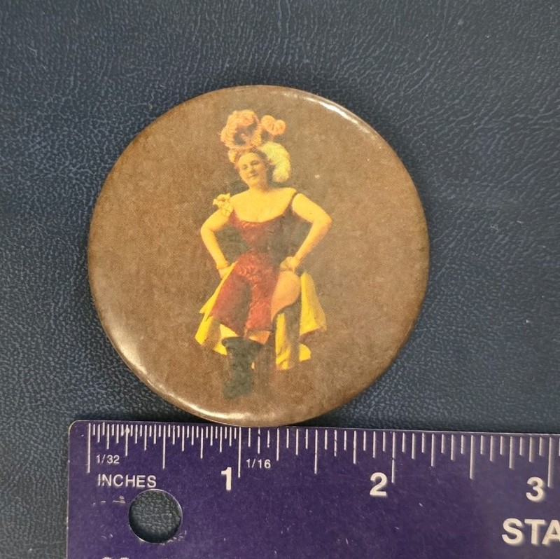 Vintage 1900's possibly BAR ROOM GIRL celluloid pocket mirror 
