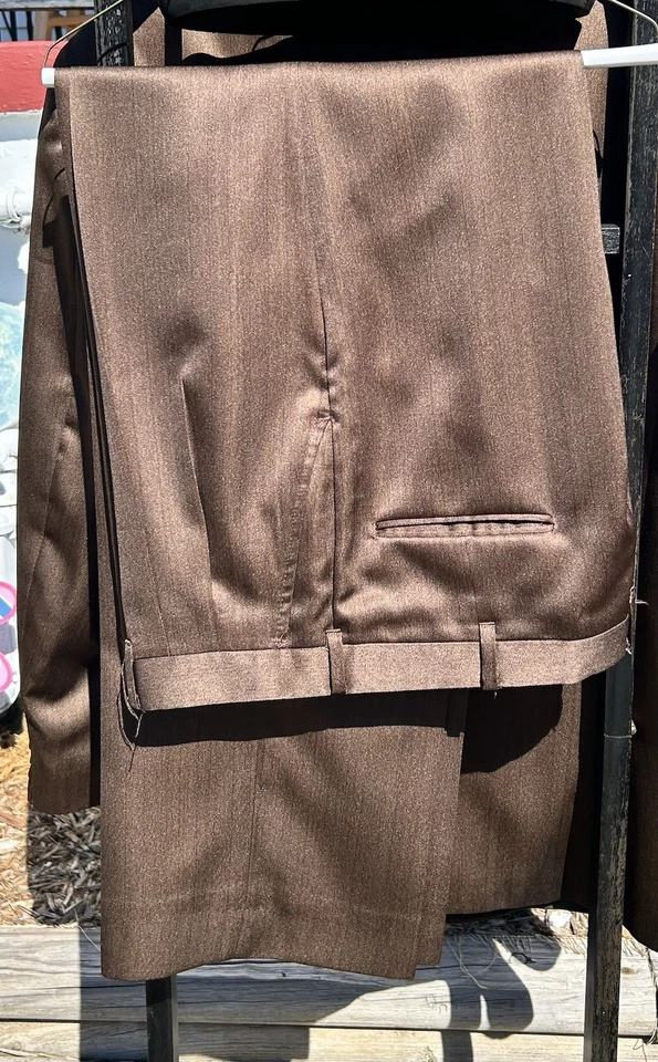 Chaqueta y Traje Pantalones Vintage Falcone Taupe Doble Pecho 2 Piezas Traje Para Hombre Foto 4 de 4