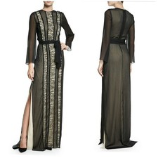 Alice+Olivia Kye Chiffon Lace-Trim Maxi Dress