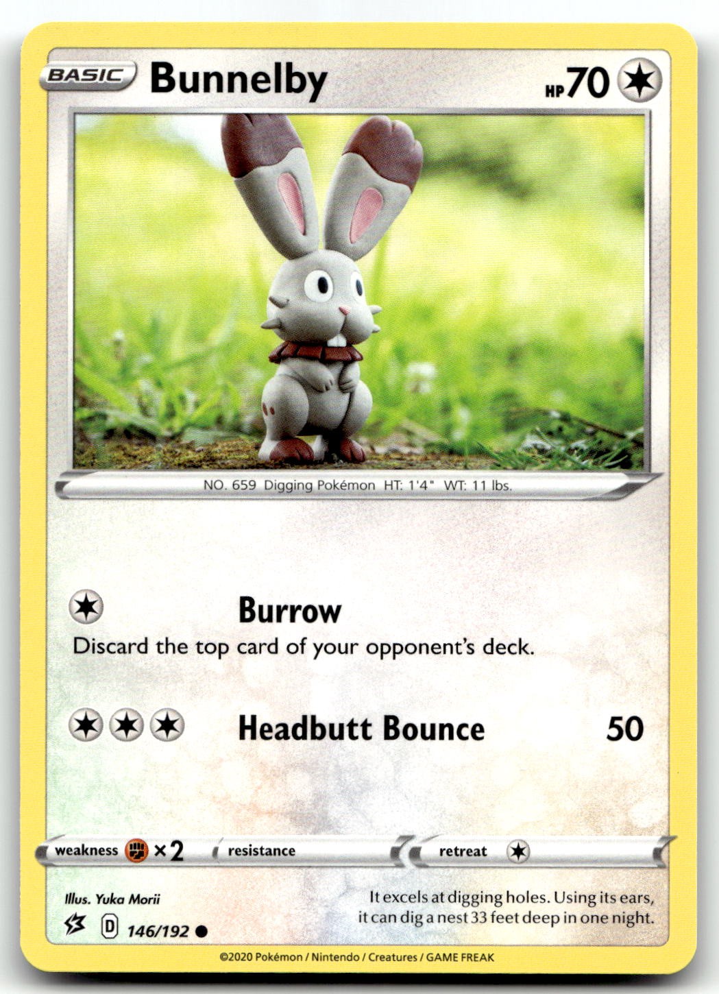 Bunnelby 146/192 SWSH02: Rebel Clash Common Unlimited Pokemon TCG NM