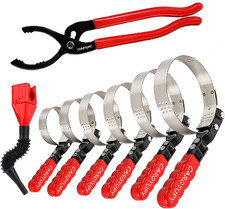Carotupy 8pcs Oil Filter Wrench Set 12 Adjustable 8 Pack Blackredsilver