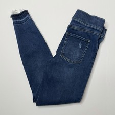 Spanx Womens Skinny Ankle Jeans SZ S Stone Wash Jeggings Raw Hem Stretch Shaping