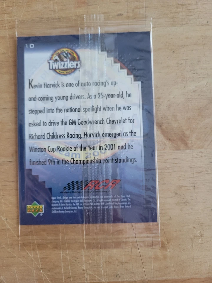 Kevin Harvick 2002 Upper Deck Nascar Racing Card #10 Twizzlers Sealed Bag - Image 2 of 2