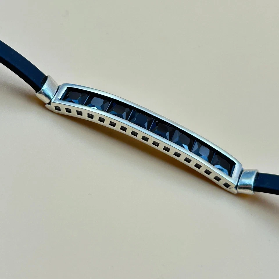 4CT Princess Cut Lab Created Diamond Men's Rubber Bracelet 14K White Gold Finish - Image 3 of 4