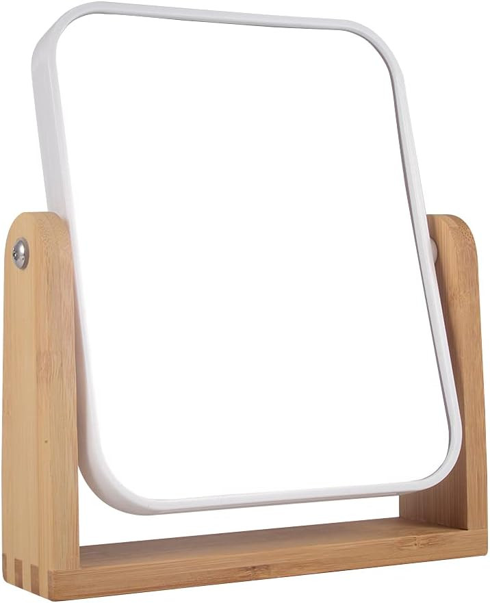Makeup Mirror with Natural Bamboo Stand, 1X/3X 8.3