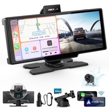 Pantalla Portátil Apple Carplay, 10’’’ Estéreo Coche Inalámbrico Juego Coche y Android Au...