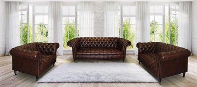 Chesterfield Knightbridge Deluxe Sofagarnitur 3/2/1 UVP*8.990   Rollen Salottini