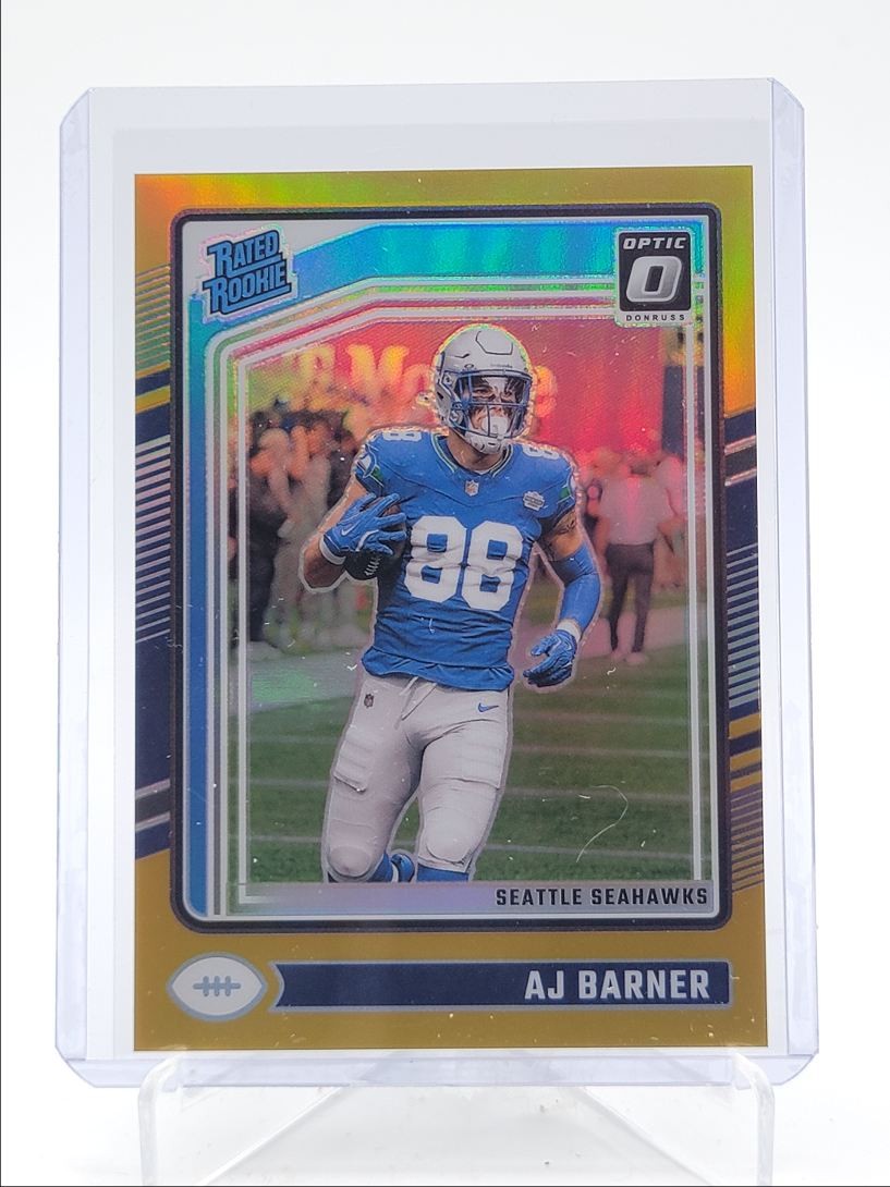 AJ BARNER 2024 DONRUSS OPTIC RATED ROOKIE GOLD PRIZM RC /10 Q4568