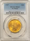 1907 $10 INDIAN HEAD GOLD EAGLE, NO MOTTO - PCGS MS-62, MARK-FREE! ATTRACTIVE!