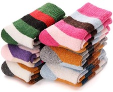 Kids Merino Wool Socks for Toddlers Boys Girls Warm Thermal 8-12 Years Stripe