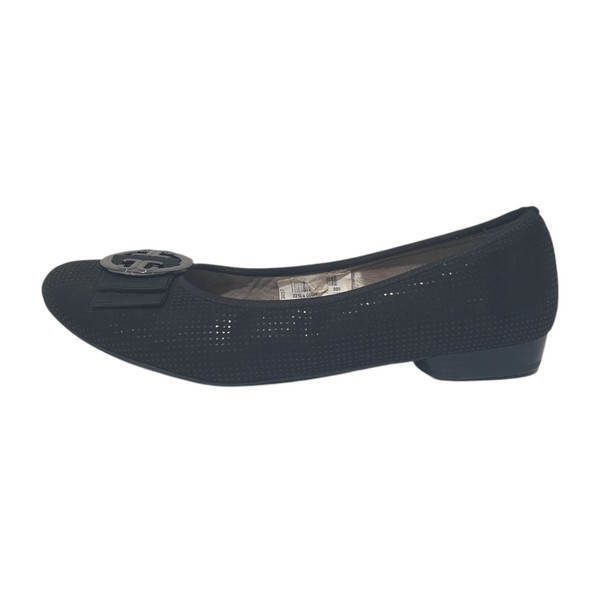 Jenny by ARA Womens Ballet Flats Black Suede Spots 9.5 AU Medallion Accents