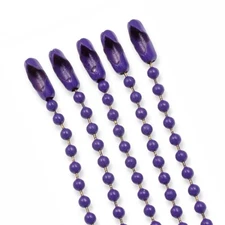 5-Pack Purple Ball Chain Necklaces - 30" Steel Bead Chains - 2.4mm #3 Dog Tags
