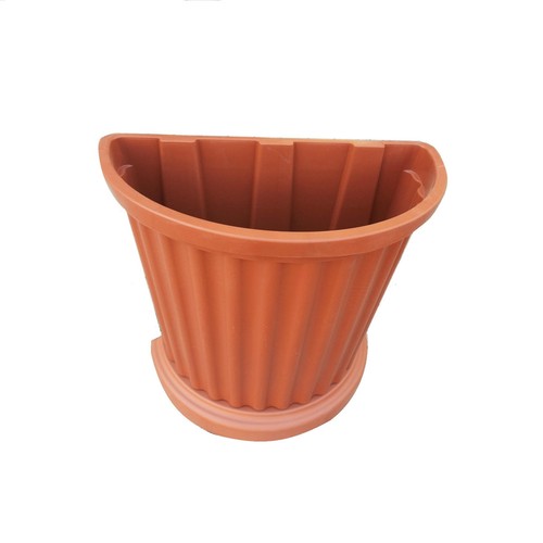 Vaso a parete plastica marrone muro mezzaluna fiori piante esterno giardino h 50 - Foto 1 di 4