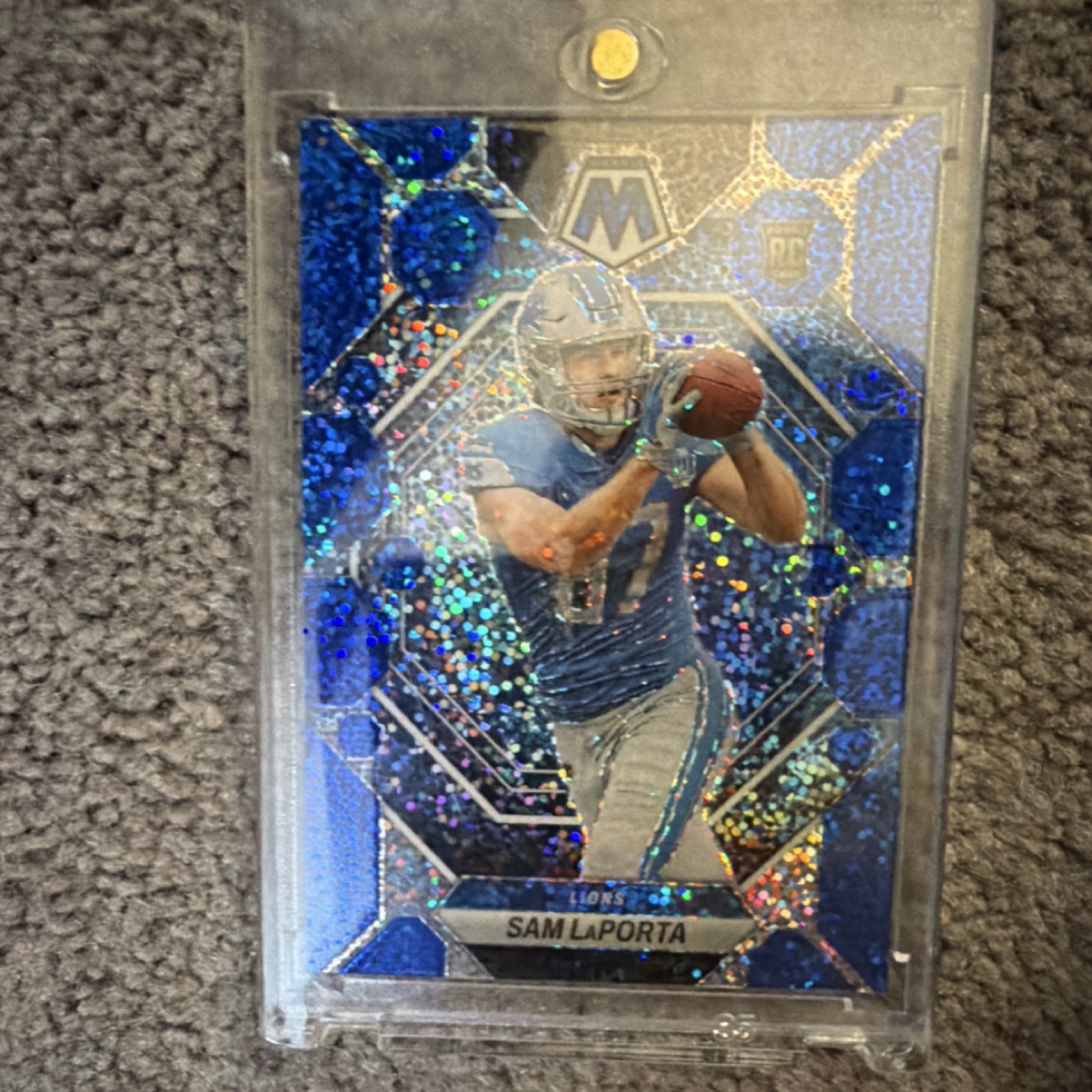 Panini 2023 Mosaic Sam LaPorta #360 Blue Sparkle Rookie /96 Detroit Lions