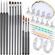 Nail Art Brushes, Nail Brush Set with Nail Stand, Nail Holder for Painting Nails