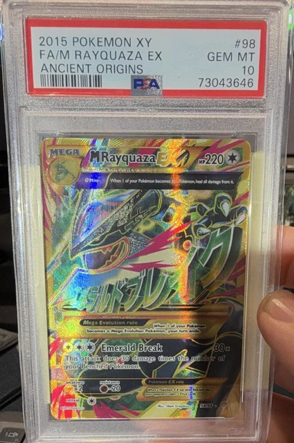 Pokemon 2015 XY Ancient Origins Rayquaza EX Mega Full Art Holo PSA 10 #98