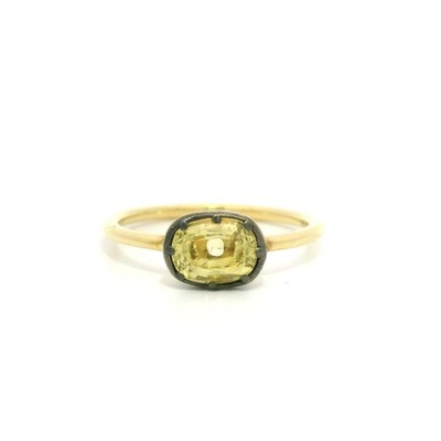 Neu 18k Gold & geschwärztes Silber Top GIA 1,20ctw gelber Saphir Spannzangen-Set Ring
