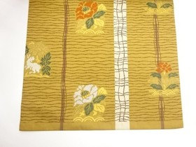 7602528: JAPANESE KIMONO JAPANESE NAGOYA OBI / WOVEN FLORAL PLANTS