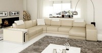 Ecksofa Sofa Wohnlandschaft U Form Polster Couch Ledersofa Hocker Design Sofas