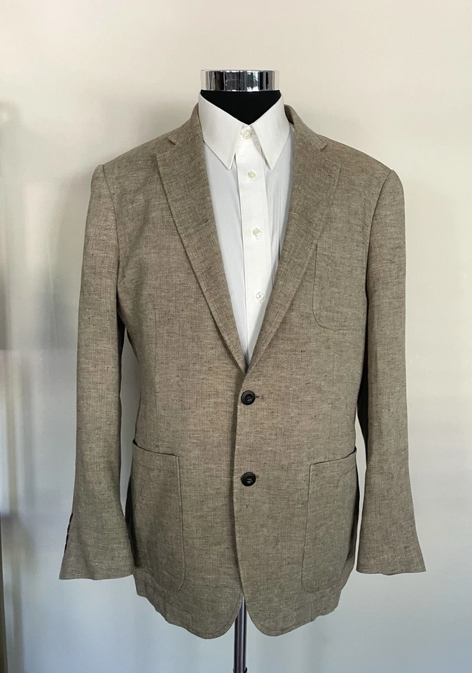 Blazer Chaqueta Blazer Abrigo Deportivo Orvis Hombres Dos Botones Espiga Lino Talla 44R Foto 2 de 4