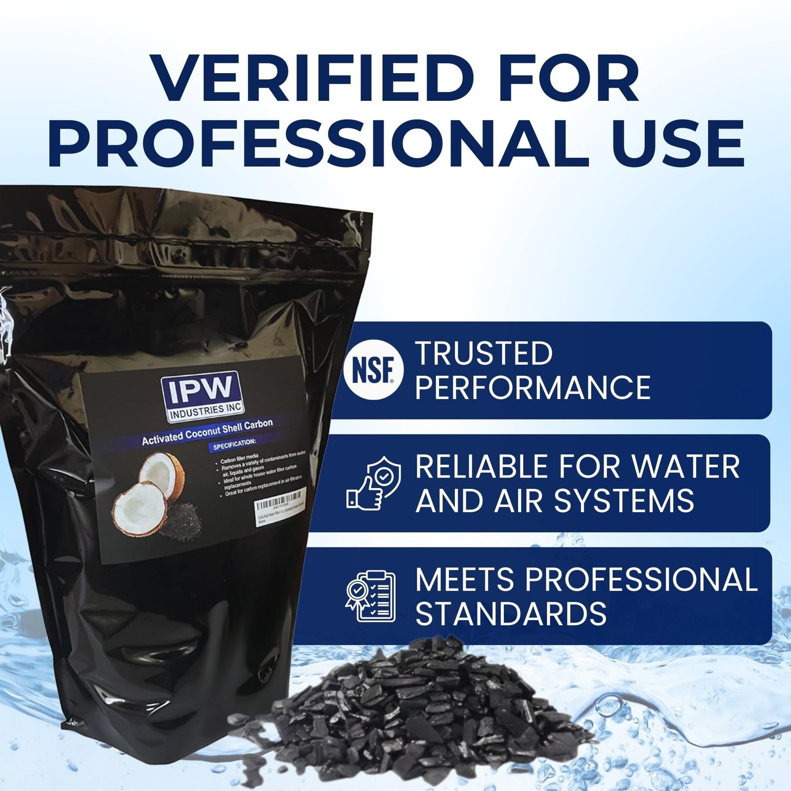 IPW Industries Bulk Activated Carbon - 4x8 Mesh Coconut Shell Granular ...