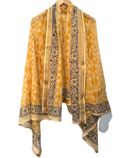 Beach Wrap Pareo Sarong Long SCARF yellow 100 Cotton hand block Women man wrap