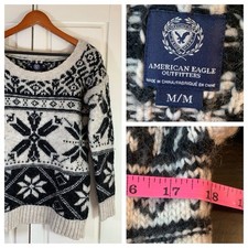 American Eagle Wool Alpaca Blend Fair Isle Sweater Women Medium Classic Scoop