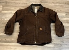 Carhartt C61 DKB Sandstone Ridge Coat Men s Size Large Sherpa Lined Dark Brown