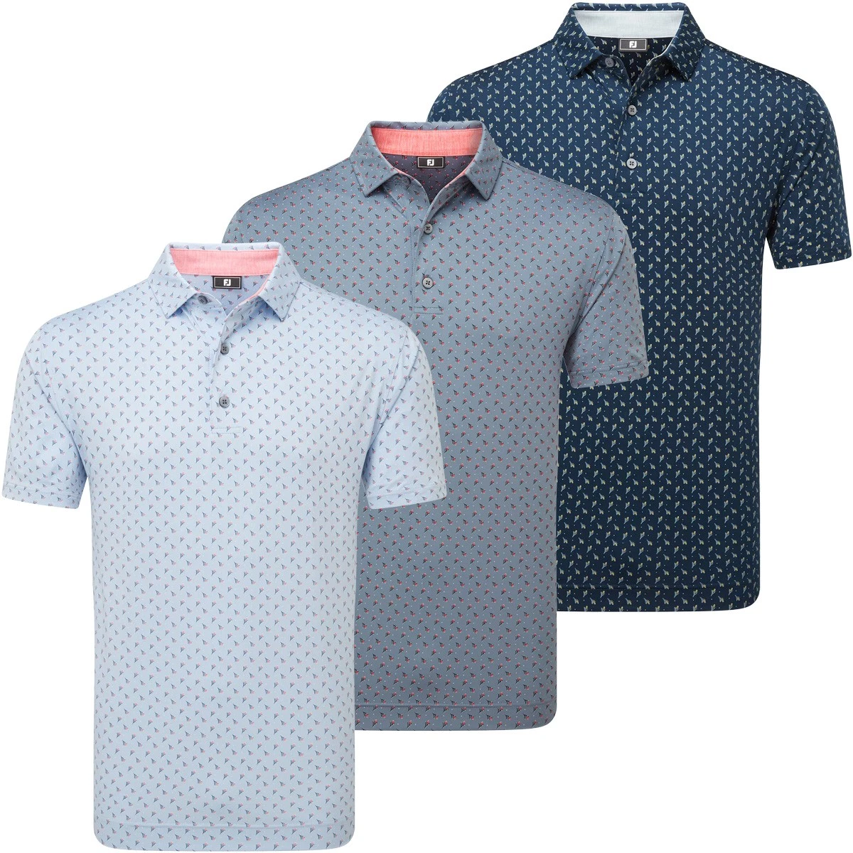 FootJoy Flower Bud Foulard Lisle Mens Golf Polo Shirt