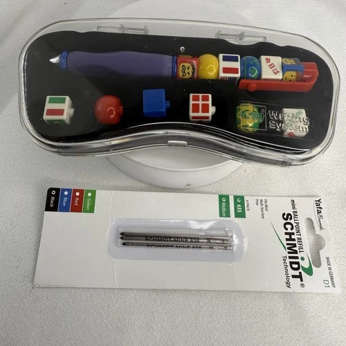 LEGO Writing System Buildable Ink Pen Set w/ Case + Schmidt 635 Refills Vtg