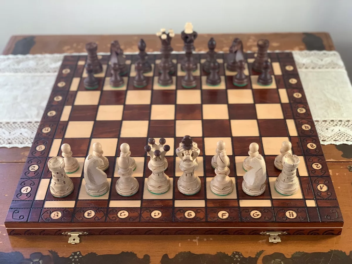 Master Wooden Chess Set Mahogany Board 21 Weighted -  Portugal