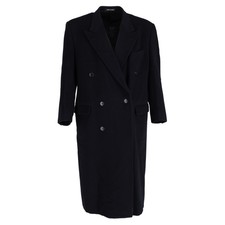 Giorgio Armani Double-breasted Overcoat In Navy Blue Wool Intl