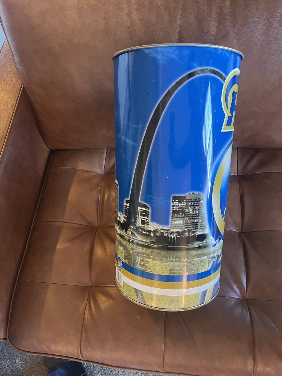 Vtg P&K Products St Louis Rams NFL Trash Can Metal Garbage Waste 19
