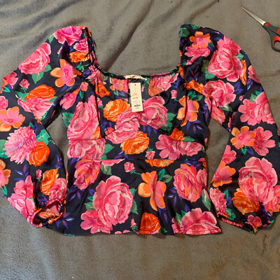 Francescas Ladies Floral Blouse NWT Size XL Sexy Frilly Blouse