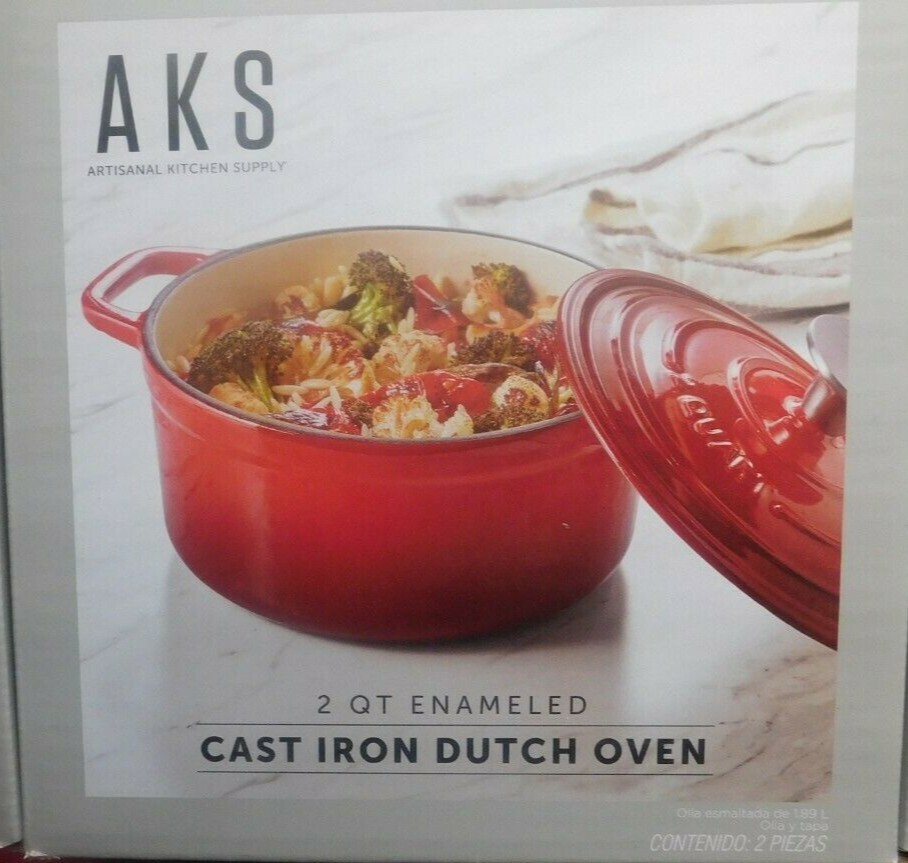 Artisanal Kitchen Supply Enameled Cast Iron Heart Dutch Oven - Red 2 qt